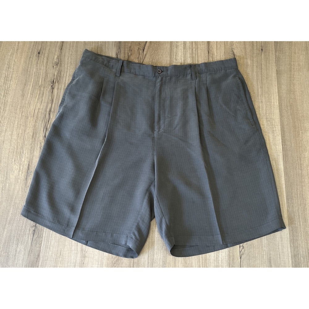 Bamboo Cay Mens Size 42 Gray Pleated Resortwear Chino Shorts Tropical Casual